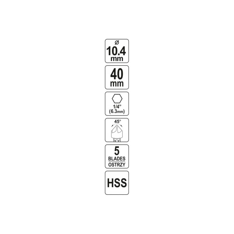 Конический зенкер 10,4мм HEX YATO YT-44723