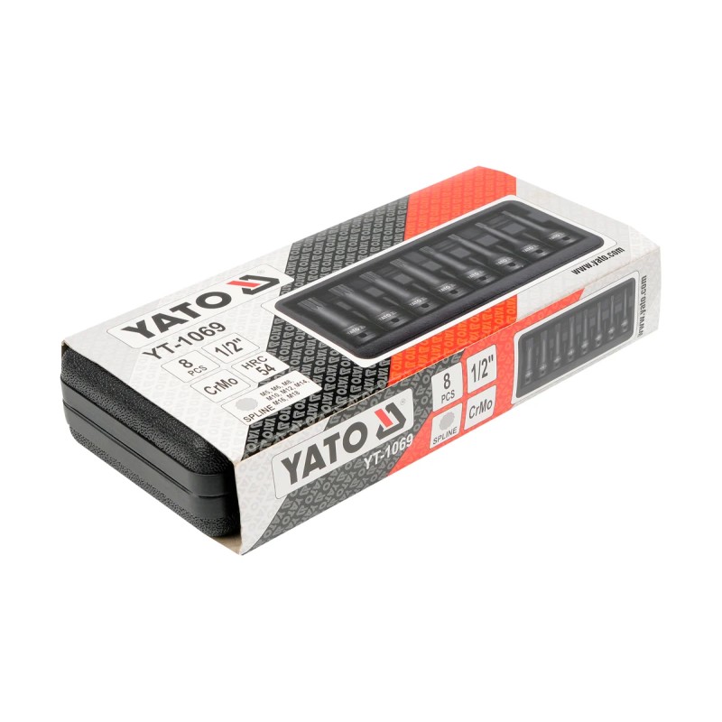 Набор ударных головок-бит SPLINE 1/2" 8пр YATO YT-1069