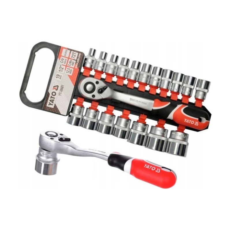 Набор головок с трещоткой 1/2", 19 пр YATO YT-38681