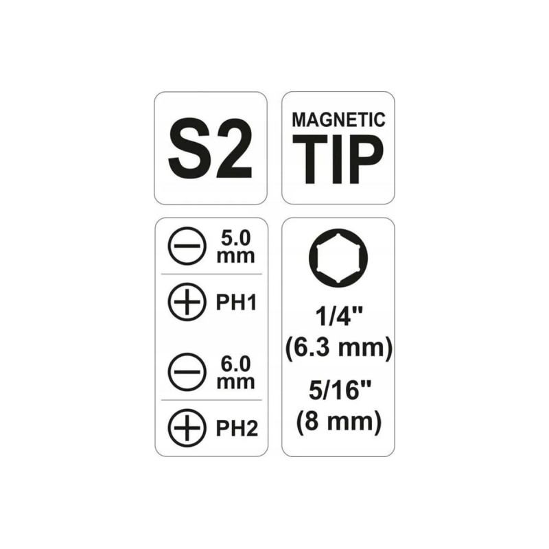 Отвёртка 
со сменными вставками "6 в 1" YATO YT-25971