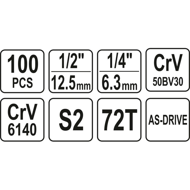 Набор инстр. 100пр с шуруповертом AKU YATO YT-12685