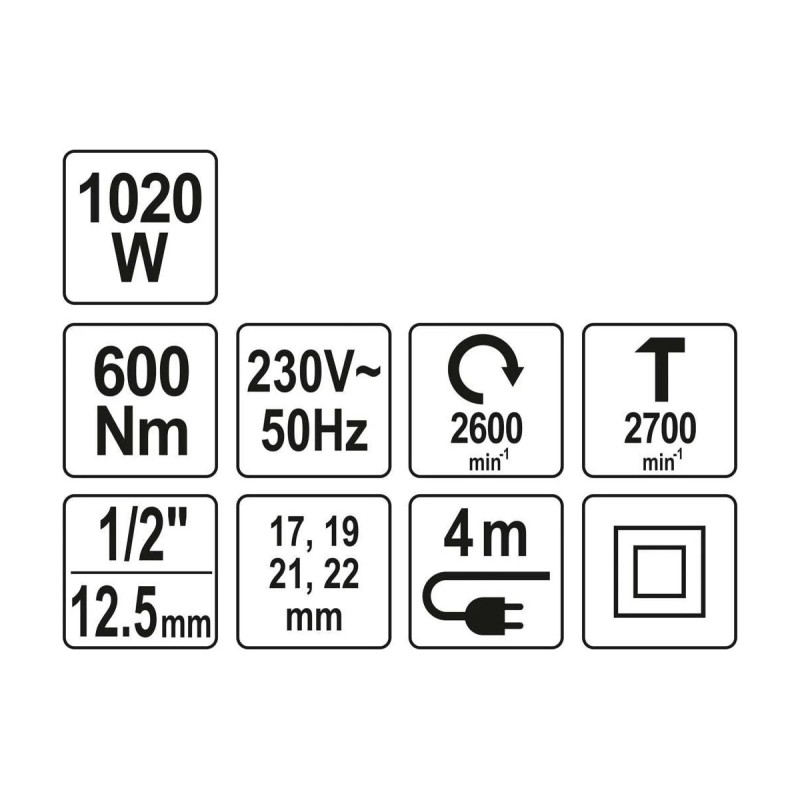 Гайковерт электрический ударный 1/2",600Нм YATO YT-82021