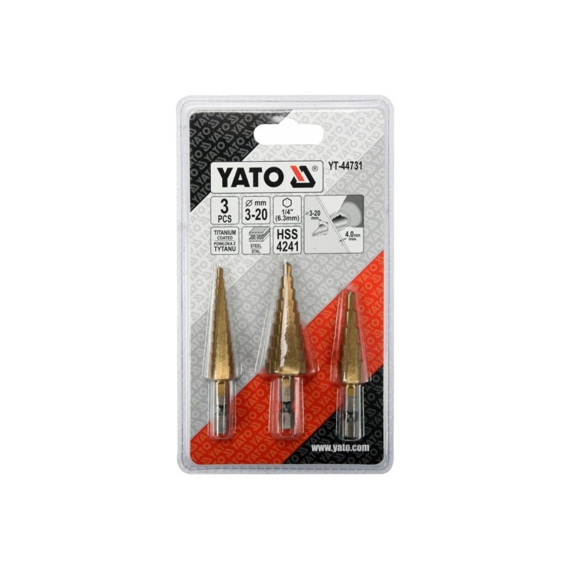 Сверло ступенчатое (конусное), 3шт. YATO YT-44731