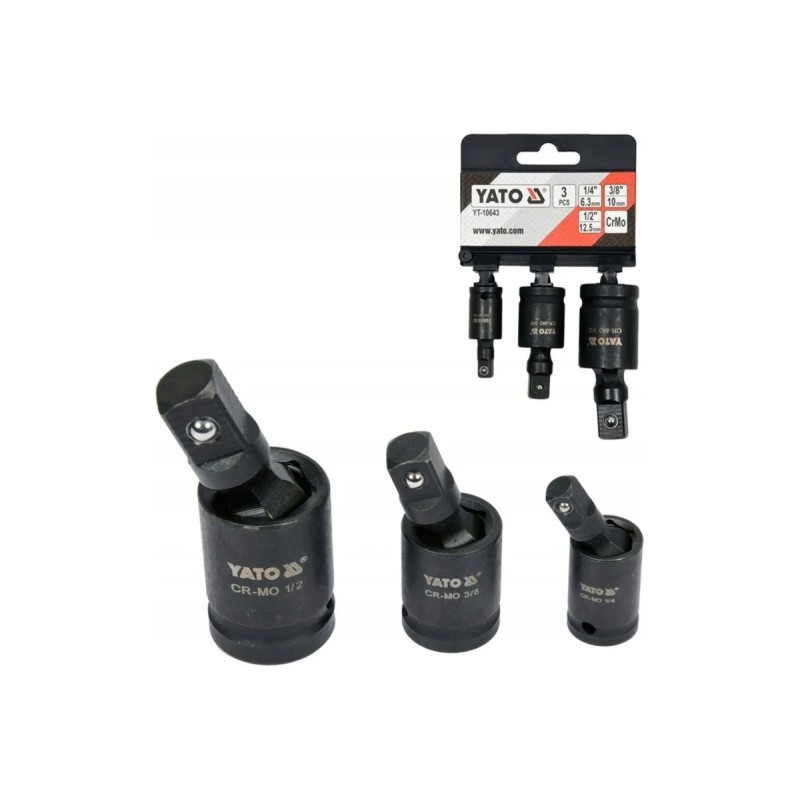 Ударные карданы в наборе 1/4" 3/8" 1/2" YATO YT-10643
