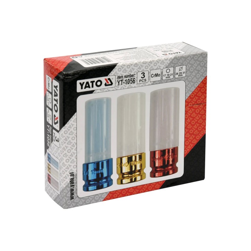 Набор торцевых головок 1/2" для дисков (17, 19, 21мм) ударные YATO YT-1056