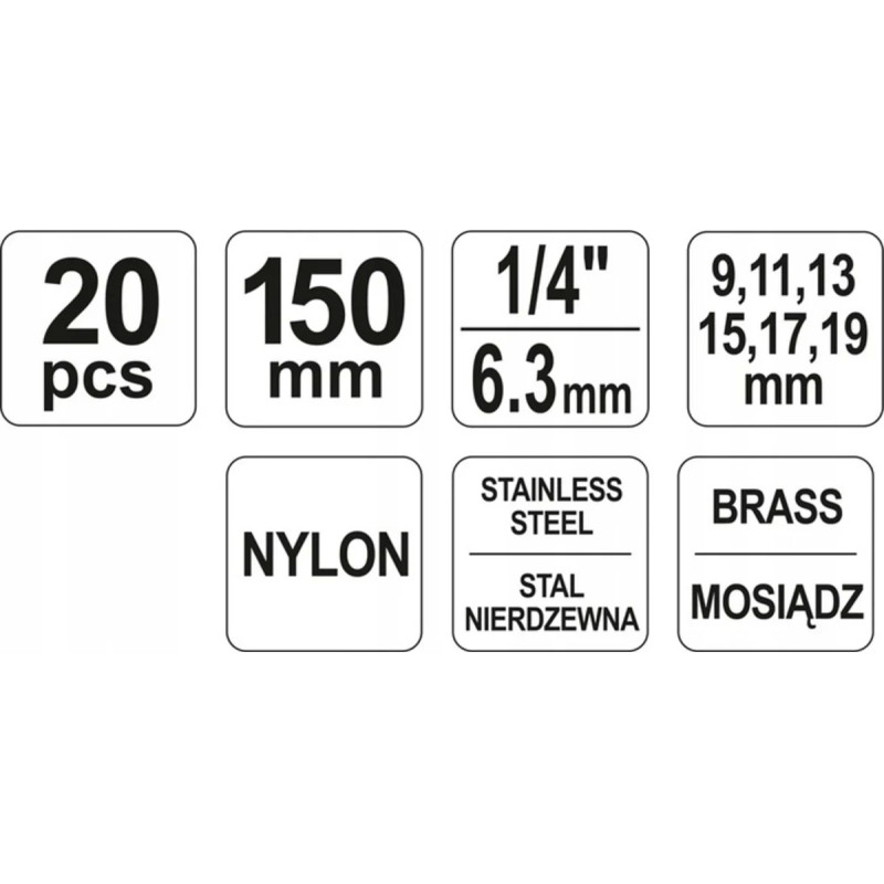 Набор щеток для внутренней очистки отверстий, 20 предметов. YATO YT-08195