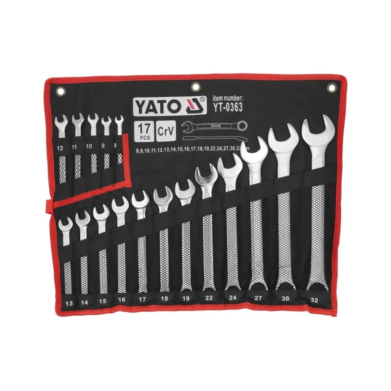Набор ключей комбинированных 8-32мм 17шт "САТИН" YATO YT-0363