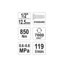 Гайковерт пневматический 1/2" 850 Нм YATO YT-09525
