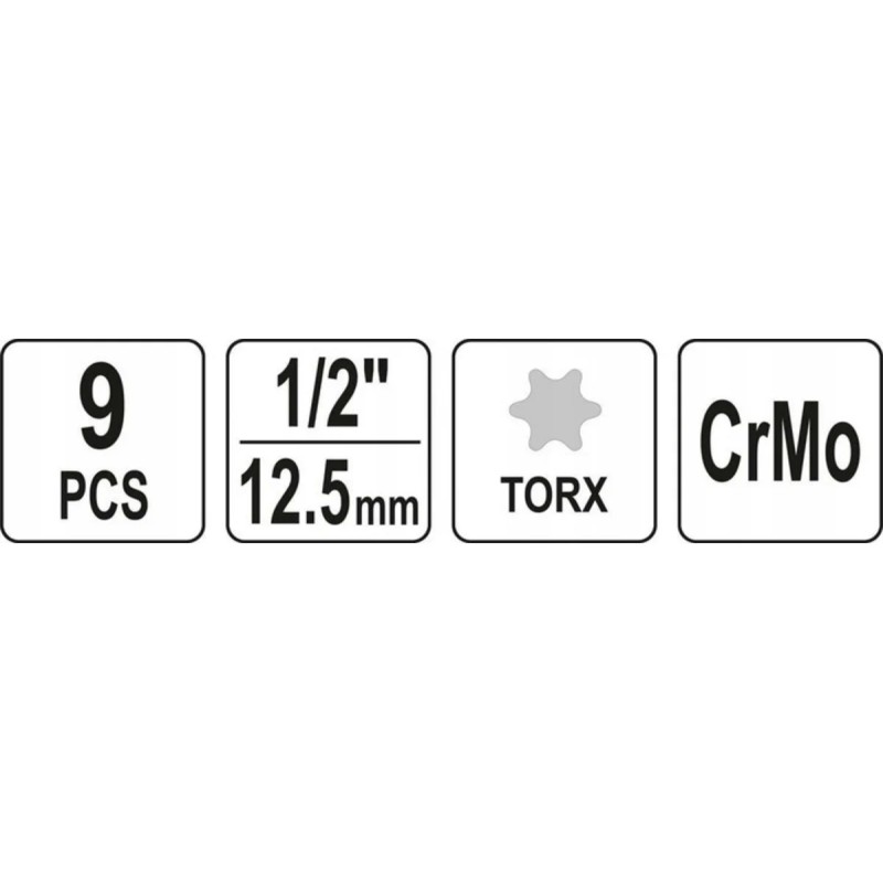 Набор ударных головок Torx 1/2" YATO YT-10654