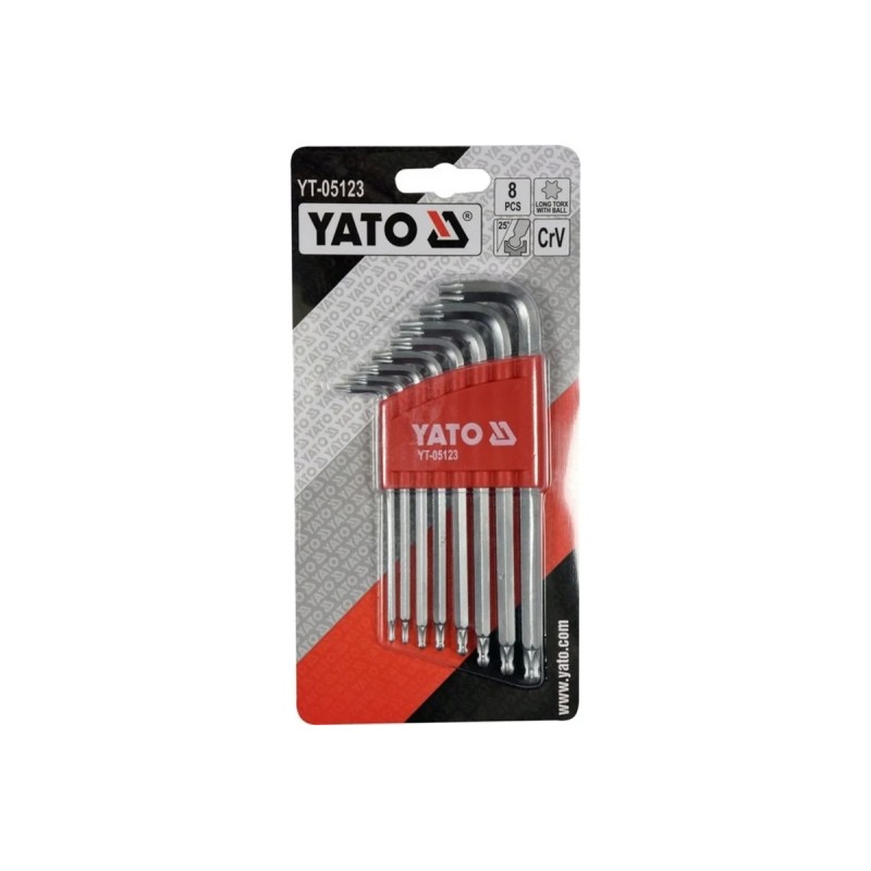 Набор ключей TORX 8шт. T 9-T40  Г-образных с шаром YATO YT-05123