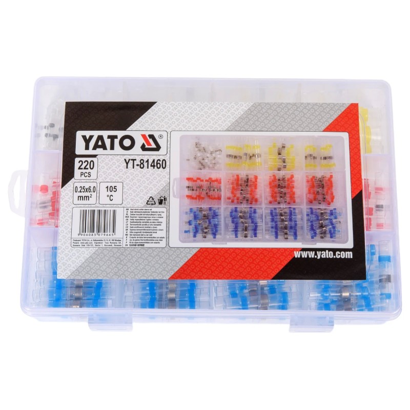 Термоусадочные трубки с припоем 0,25-6 мм2 220шт YATO YT-81460
