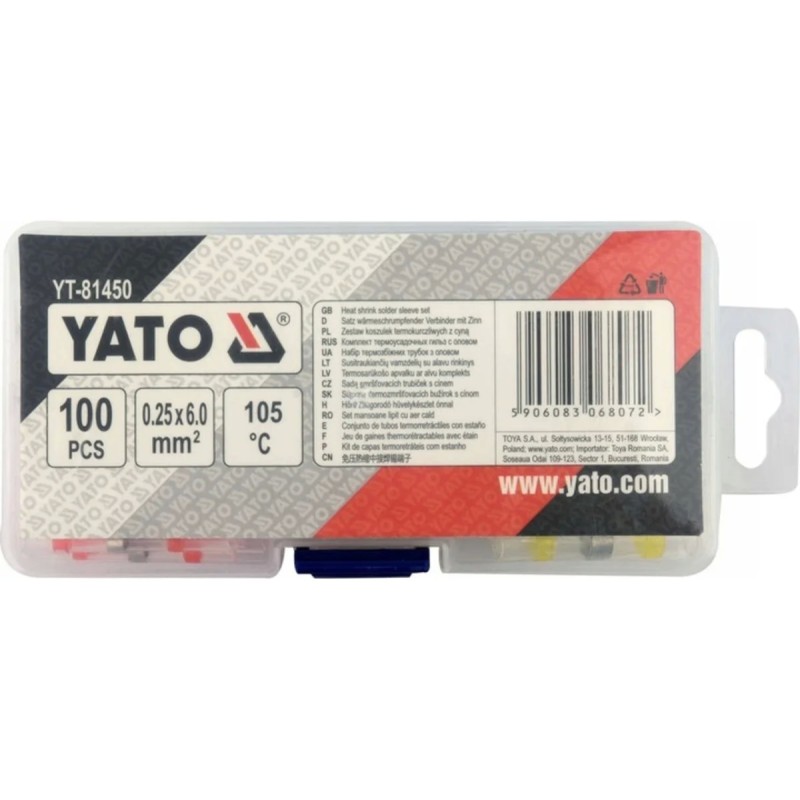 Термоусаживаемые гильзы с оловом 100 шт YATO YT-81450