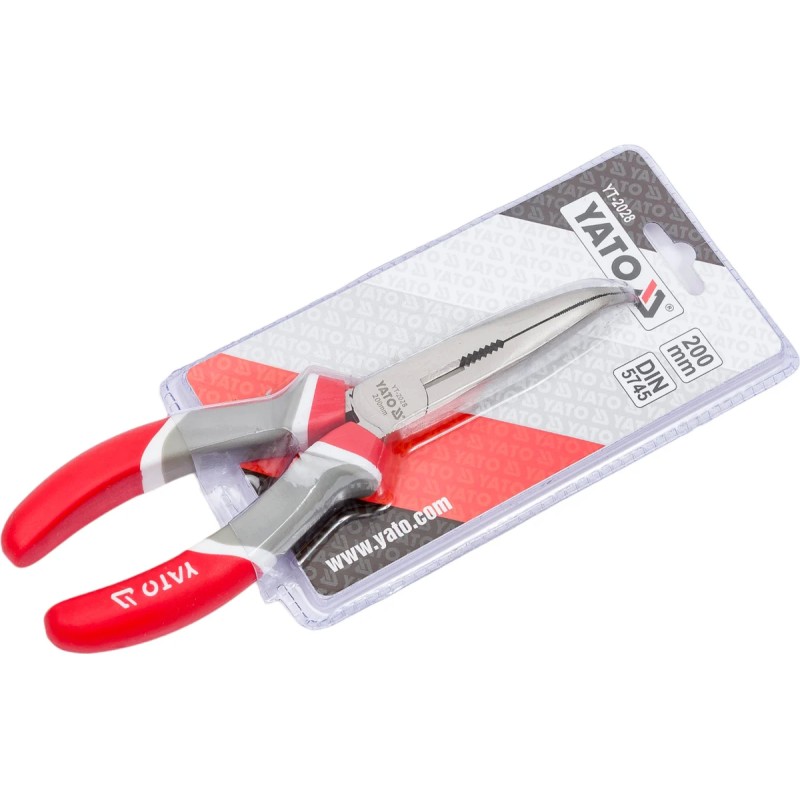 Тонкогубцы изогнутые 200мм CRV YATO YT-2028