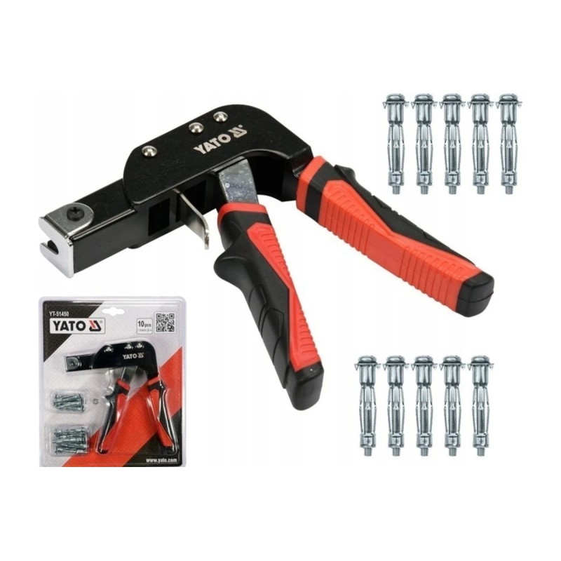 Пистолет для установки дюбелей Молли+10 дюбелей YATO YT-51450