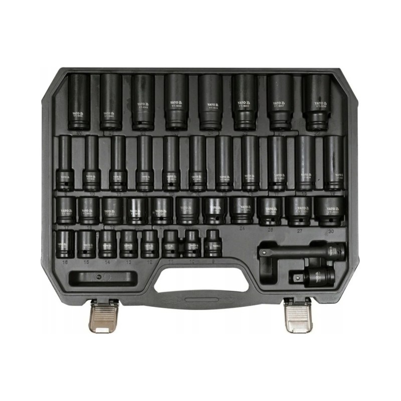 Набор головок торцовых 1/2", 9-30 мм, ударные с переходниками, 40 пр YATO YT-10555