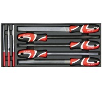 Набор напильников и надфилей в ПВХ поддоне для сервисных шкафов, 8 предметов YATO YT-55440