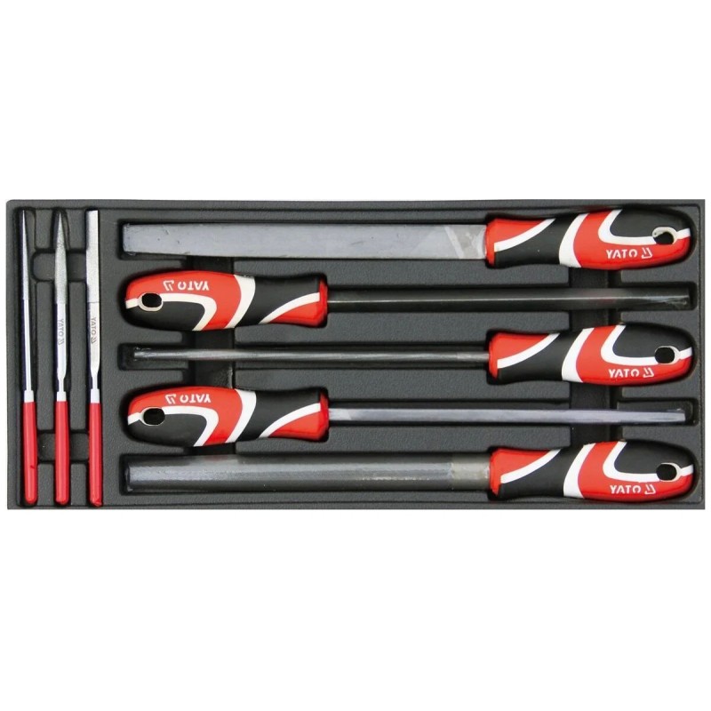 Набор напильников и надфилей в ПВХ поддоне для сервисных шкафов, 8 предметов YATO YT-55440