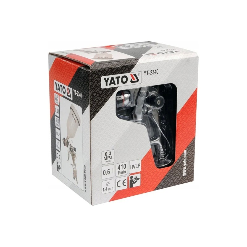 Краскопульт с верхним бачком HVLP 0,6л-1,4мм YATO YT-2340