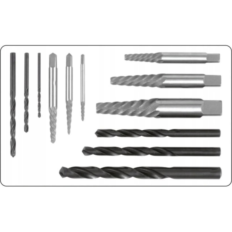 Экстракторы со сверлами для извлечения обломанных болтов (12пр, M3-M24) YATO YT-0591