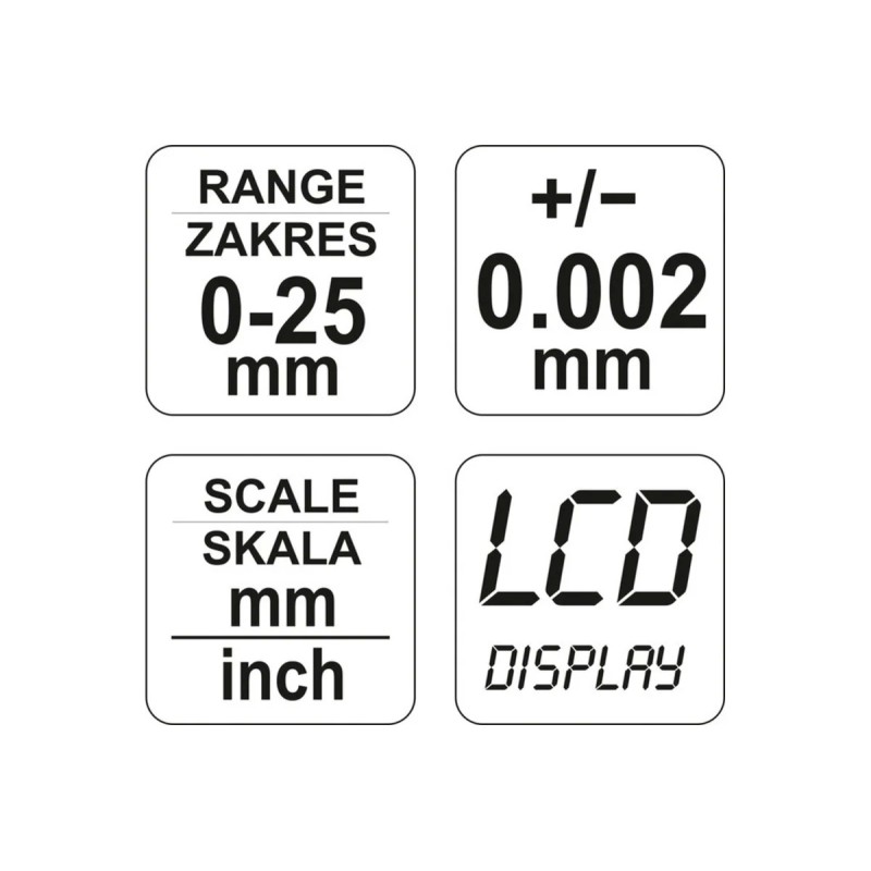Микрометр электронный цифровой 0-25мм YATO YT-72305