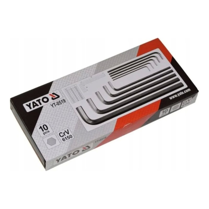 Набор шетигранников 3,0-17мм CrV-длинные 10шт.  YATO YT-0519