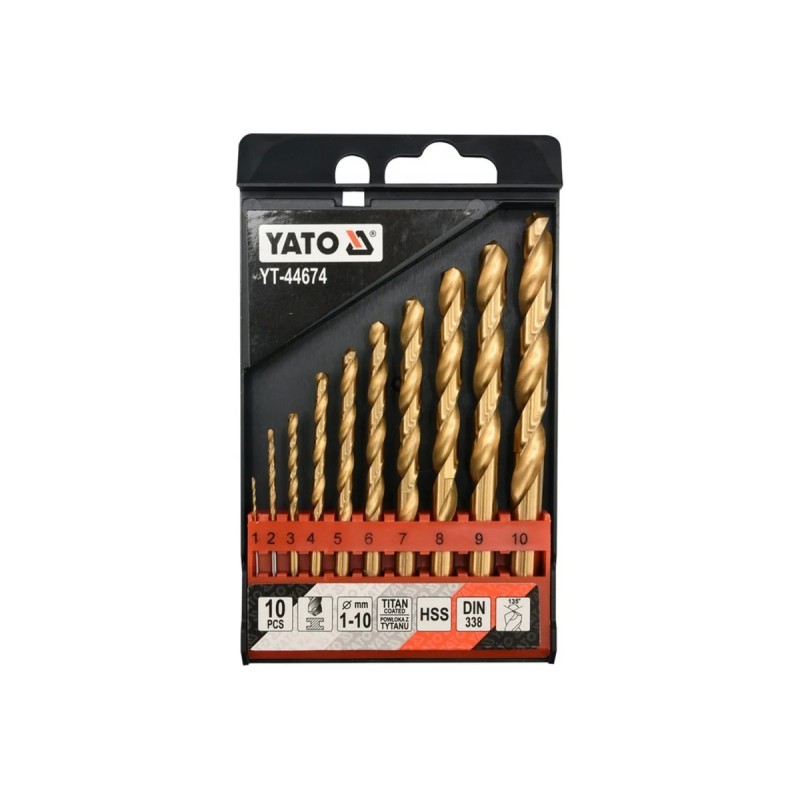 Набор сверл по металлу HSS-TiN 10 шт. 1-10мм YATO YT-44674
