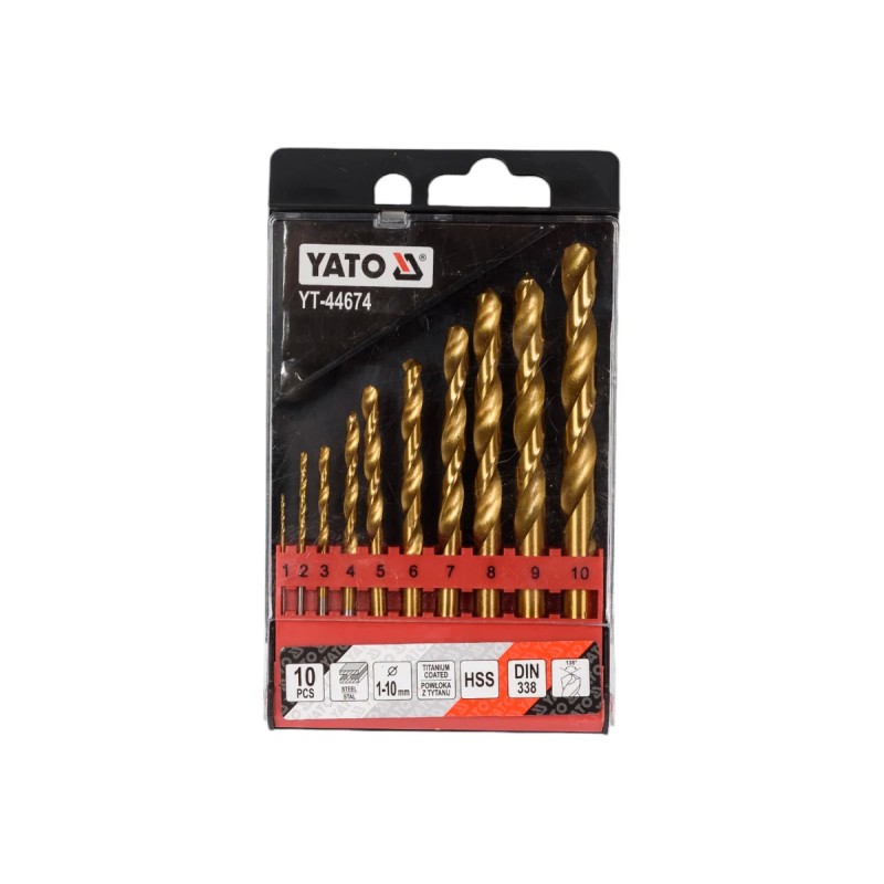 Набор сверл по металлу HSS-TiN 10 шт. 1-10мм YATO YT-44674