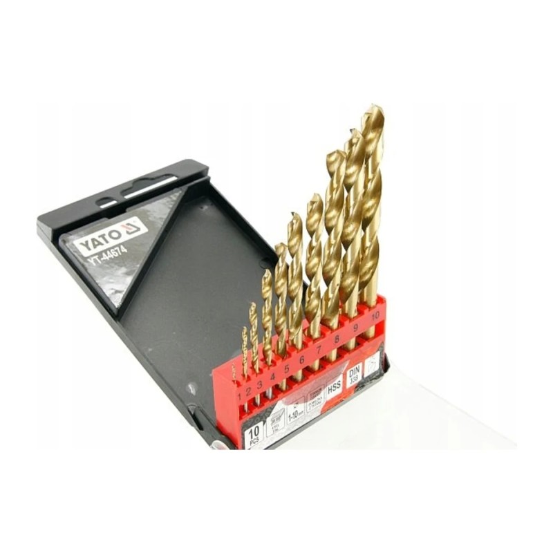 Набор сверл по металлу HSS-TiN 10 шт. 1-10мм YATO YT-44674