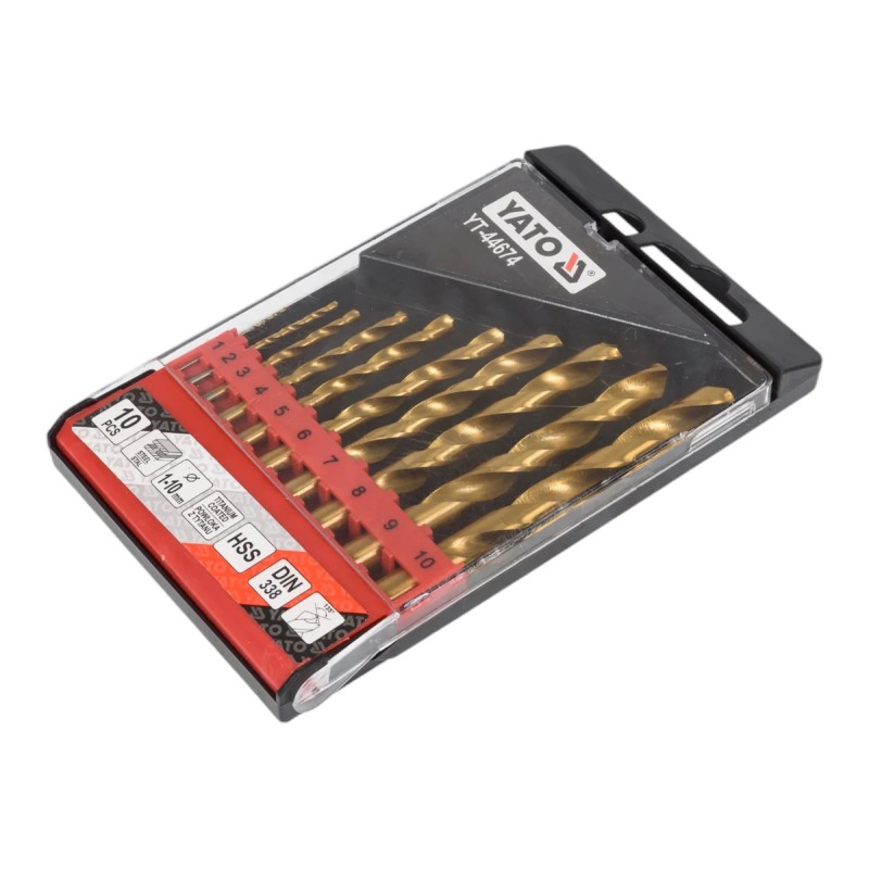 Набор сверл по металлу HSS-TiN 10 шт. 1-10мм YATO YT-44674