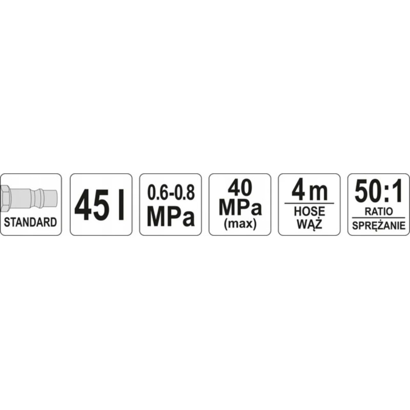Пневматический нагнетатель консистентной смазки 45л YATO YT-07069
