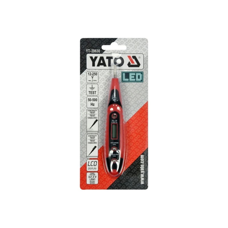 Отвертка индикатор цифровая 12-250В YATO YT-28630