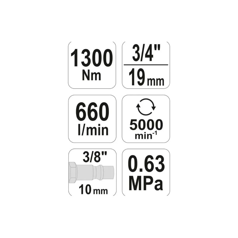 Гайковерт пневматический 3/4" 1300 Нм YATO YT-09564