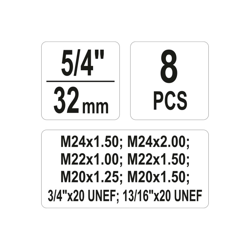 Haбop инcтpyмeнтoв для вoccтaнoвлeния peзьбы ocи ШPУCa 8пр YATO YT-17695