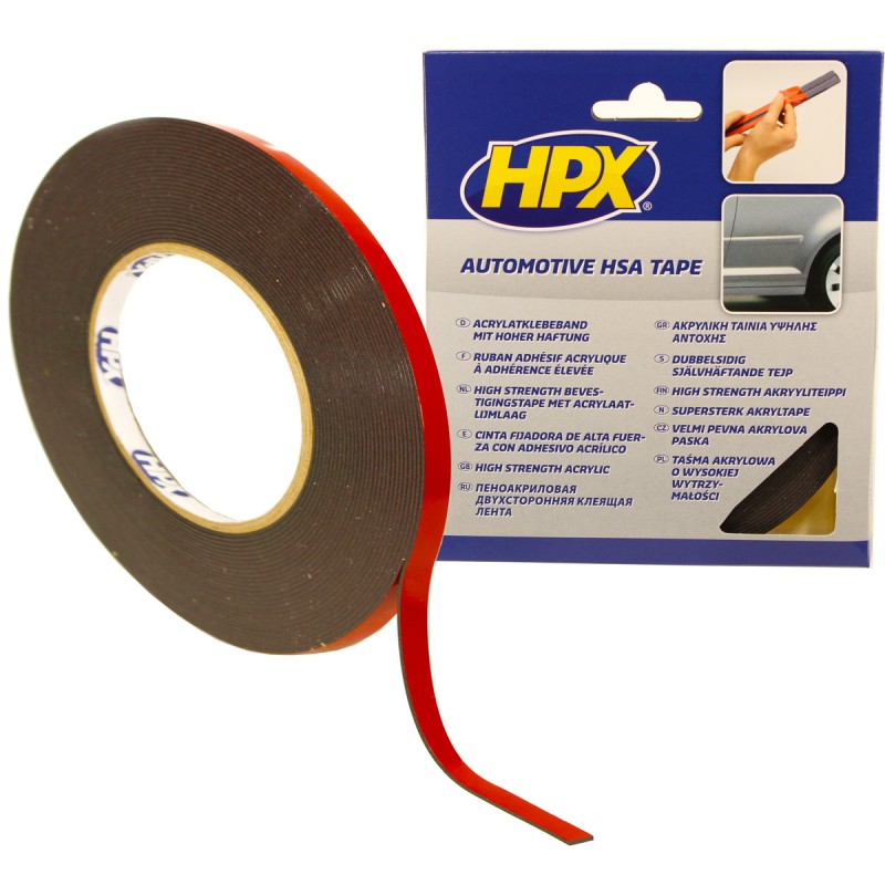 Акриловая автомобильная двухсторонняя лента повышенной прочности 9мм x 10м, черная