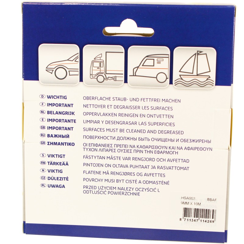 Акриловая автомобильная двухсторонняя лента повышенной прочности 9мм x 10м, черная