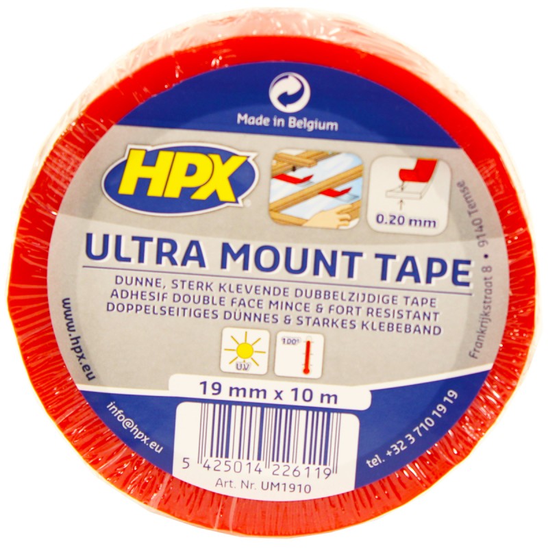 Лента монтажная ультратонкая HPX Ultra Mount для максимального прилегания, 19 мм x 10 м, прозрачная