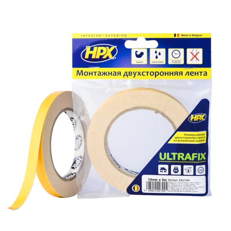 Лента двухсторонняя ULTRAFIX 12мм х 5м белая