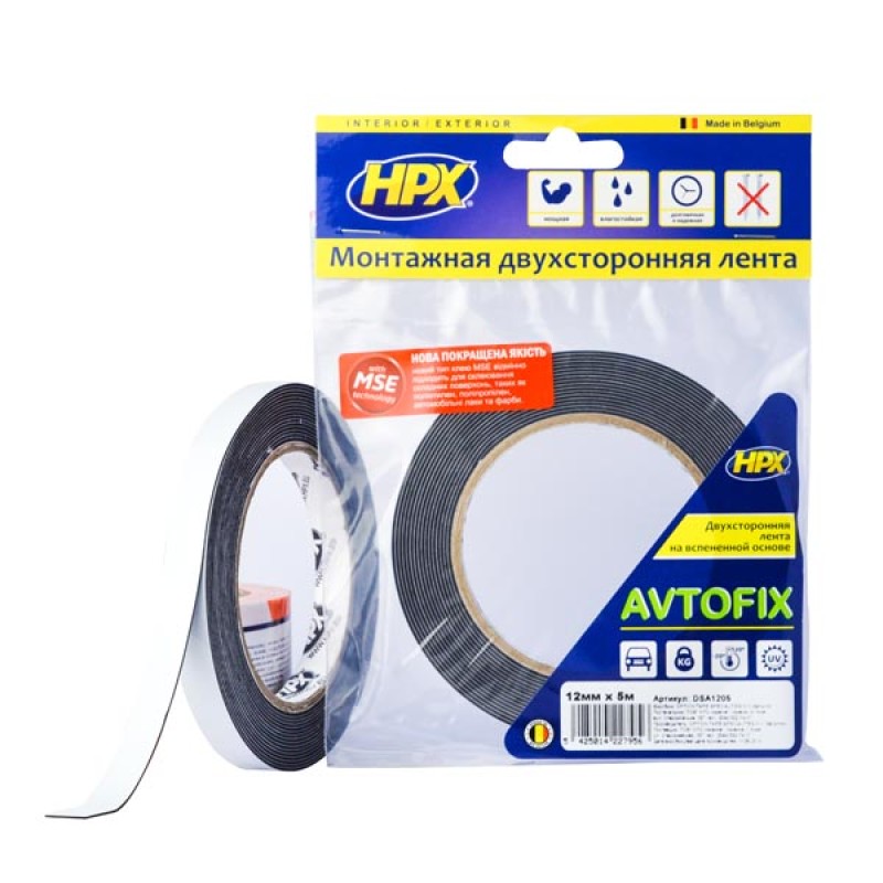 Автомобильная двухсторонняя лента Autofix 12мм х 5м