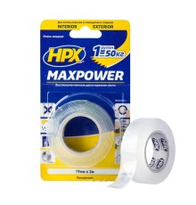 Лента двухсторонняя MAXPOWER 19мм х 2м прозрачная (блистер)