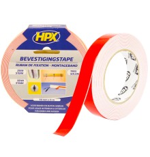 Лента монтажная HPX DS1905, двусторонняя, клейкая, 19 мм х 5 м, белая