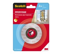 Лента монтажная двусторонняя клейкая Scotch® прозрачная, 19мм х 5м