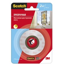 Лента клейкая прозрачная двусторонняя монтажная лента Scotch®, 19 мм х 1,5 м