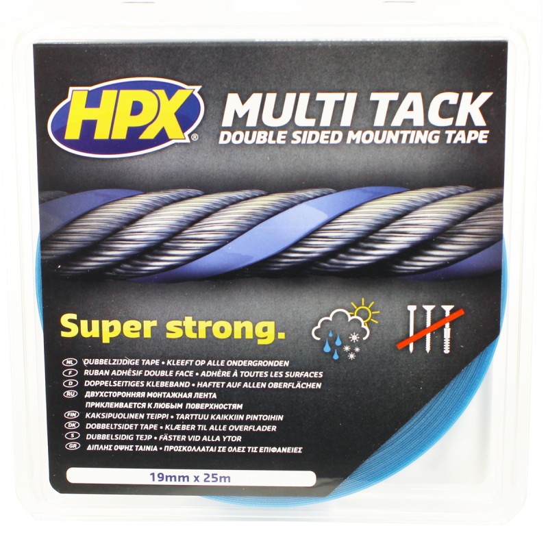 Лента двухсторонняя MULTI TACK для монтажа LED профилей 19мм х 25м прозрачная