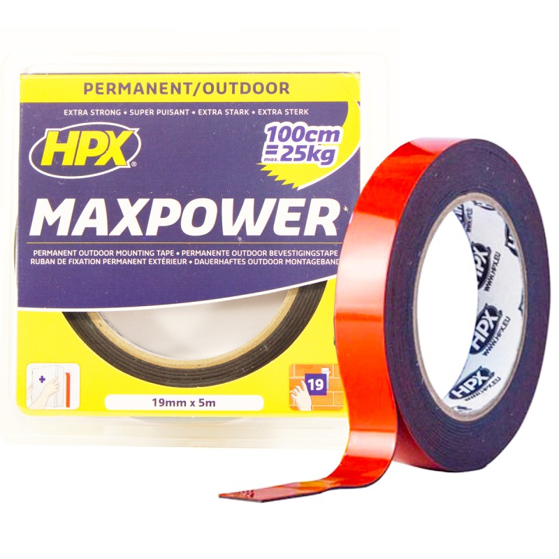 Акриловая двухсторонняя лента MAXPOWER 19мм х 5м черная