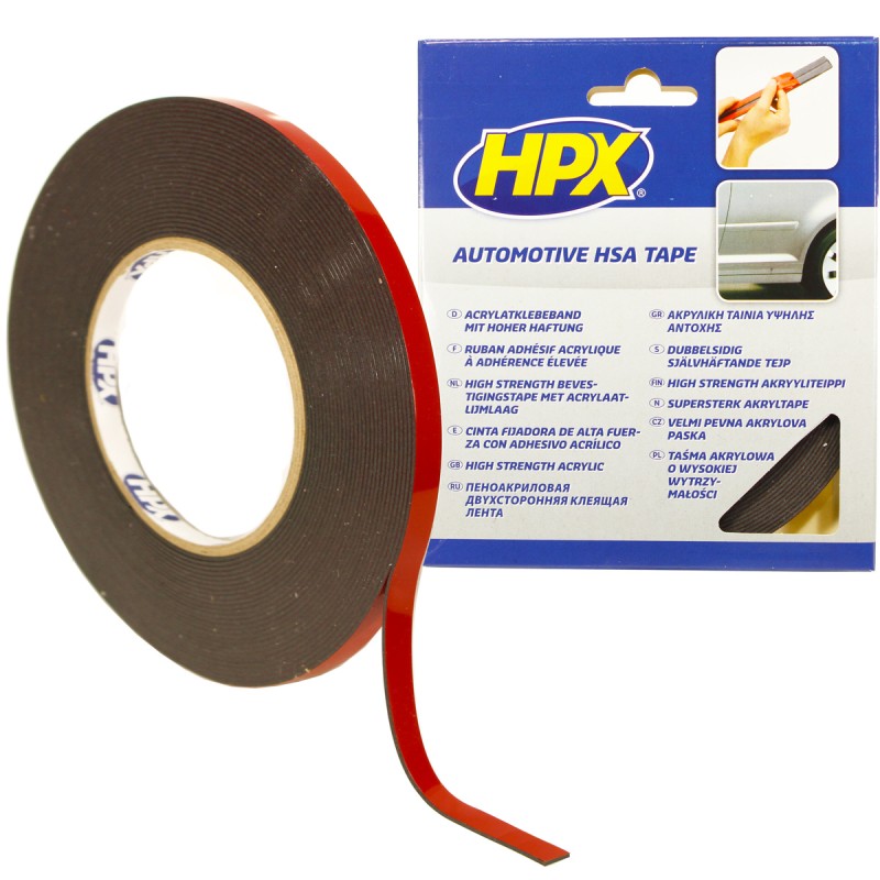 Акриловая автомобильная двухсторонняя лента повышенной прочности 6мм x 10м, черная