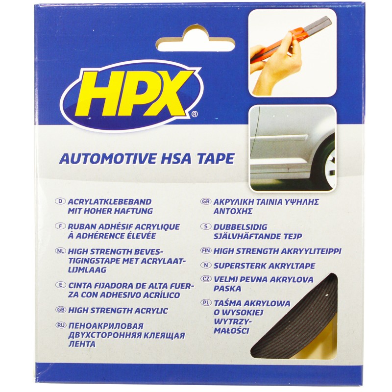 Акриловая автомобильная двухсторонняя лента повышенной прочности 6мм x 10м, черная