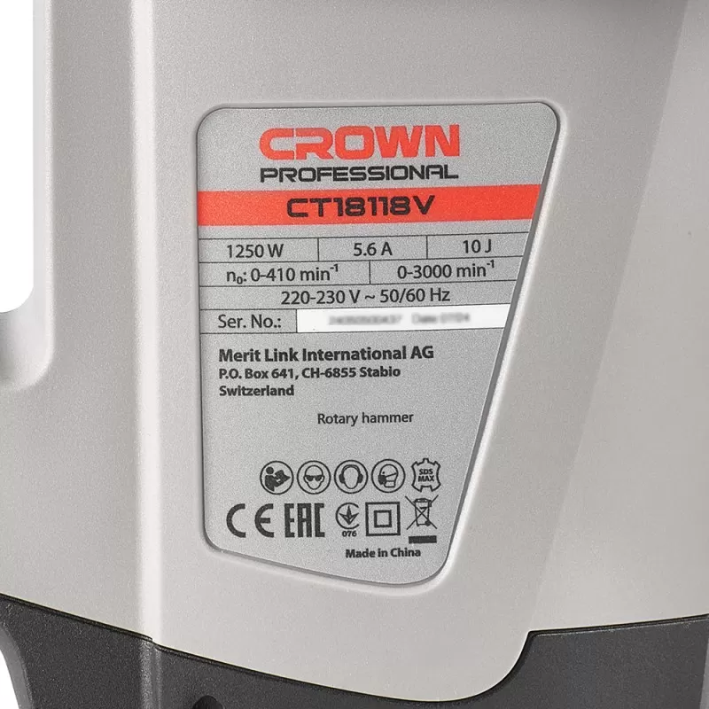 Перфоратор CROWN CT18118V BMC, CROWN