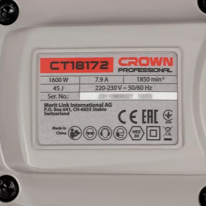 Отбойный молоток CROWN CT18172 BMC, CROWN