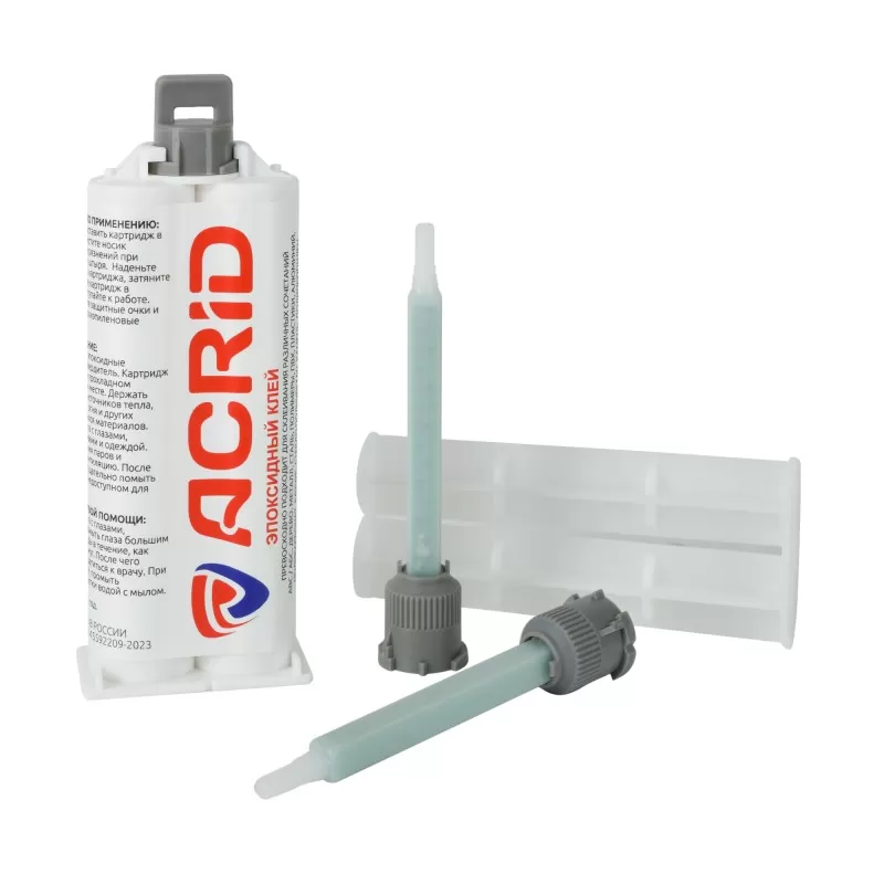 Эпоксидный клей Acrid Epoxy M10, 50мл ( Картридж + 2 носика + толкатель)