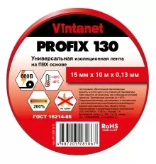 Изолента ПВХ универсальная PROFIX130 красная, рулон 15 мм x 10 м